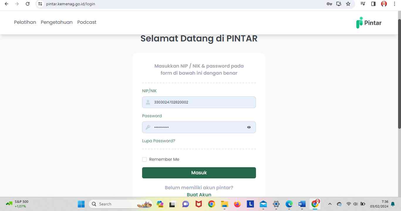 cara daftar PINTAR Kemenag
